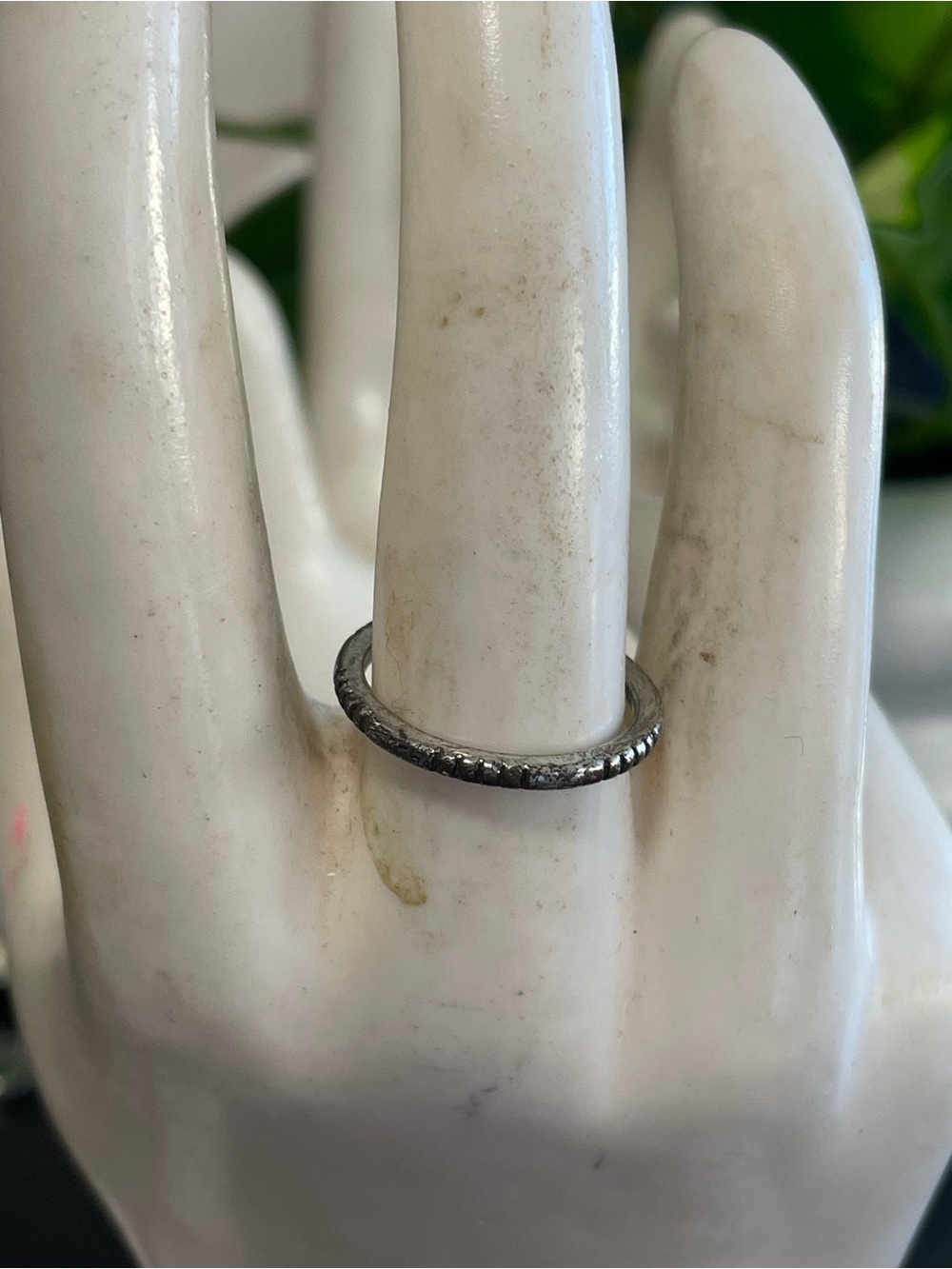 Minimal Hammered Silver Band Ring